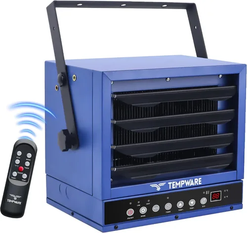 Vista 10 de TEMPWARE Calentador eléctrico de garaje de 7500 W con control de aplicación Control remoto azul y control por aplicación