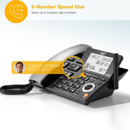Vista 14 de AT&T DECT 6.0 Teléfono doméstico con cable o inalámbrico con 1 auricular y contestador, bloqueador de llamadas inteligente, identificación