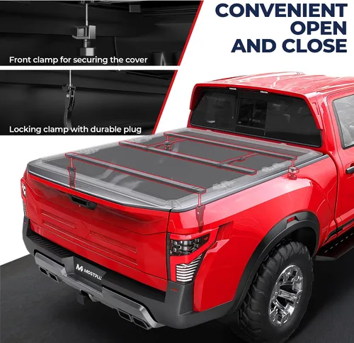 Vista 3 de MOSTPLUS Cubierta Tonneau plegable suave de 5 pies para caja de camioneta compatible con Nissan Frontier 2005-2025 2026 Fleetside/Suzuki Equator