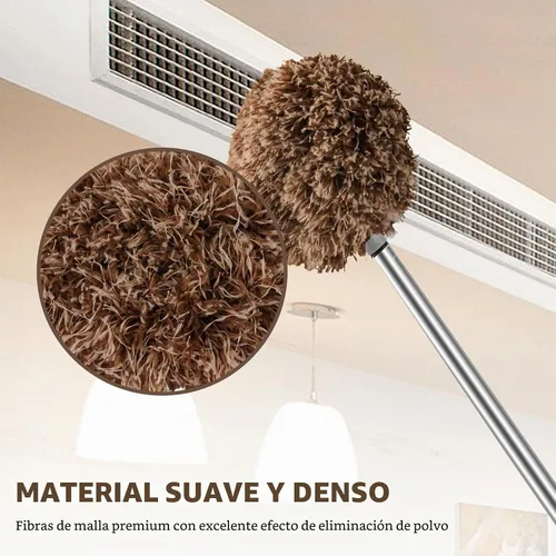 Vista 5 de Limpiador de Ventilador de Techo Plumero Reutilizable de Microfibra Limpiador de Aspas de Ventilador de Techo Plumero Extraíble con Poste