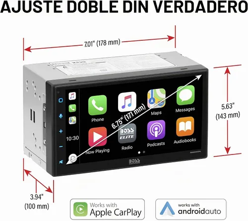 Vista 6 de BOSS Audio Systems Elite Series BE950WCPA - Reproductor multimedia inalámbrico Apple CarPlay Android Auto para automóvil, pantalla táctil capacitiva