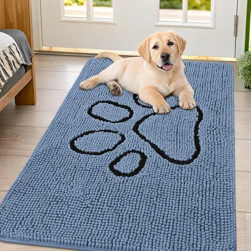 Vista 12 de Smiry Tapete para puerta de perro para patas fangosas, absorbente y Gris y negro