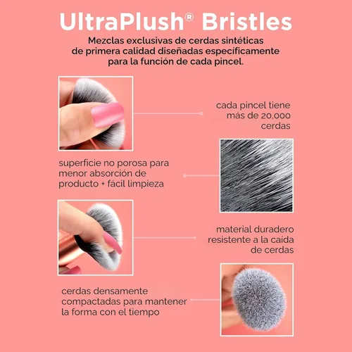 Vista 14 de Real Techniques - Juego de 8 piezas de brochas y esponjas Level Up, brochas de maquillaje para sombra de ojos, base, colorete y bronceador, esponja