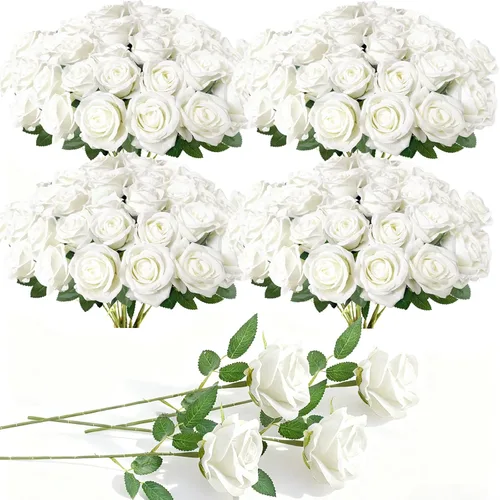 Vista 8 de 40 piezas de flores artificiales de aliento de bebé, flores artificiales de aliento de bebé, tallos largos de aliento de bebé, tallos largos