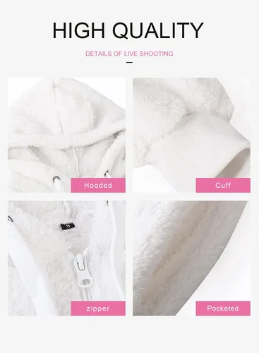 Vista 4 de Dokotoo - Sudadera con capucha para mujer, mullida, abrigada, informal, suelta, con bolsillos, ropa de exterior, tallas S-XXL