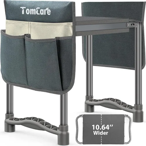 Vista 8 de TomCare Rodillero y asiento de jardín de 11.14 pulgadas más ancho, más grande, suave, con 2 bolsas de herramientas grandes, taburete de jardín