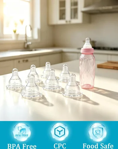 Vista 9 de Tetina de silicona para alimentación Evenflo, cuello estándar de plástico tintado clásico y botellas de vidrio clásicas, flujo lento, 3.3 ft+ Blanco