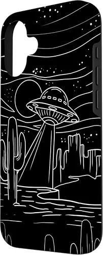 Vista 2 de iPhone 16 UFO Desert Retro Alien Spaceship Area 51 ET Space Lover Gift Case