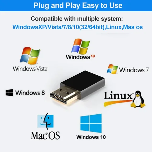 Vista 6 de EVanlak 4K 120Hz HDMI 2.1 Dummy Plug edid Headless - Emulador de pantalla virtual de alta resolución para PC, auriculares VR minería