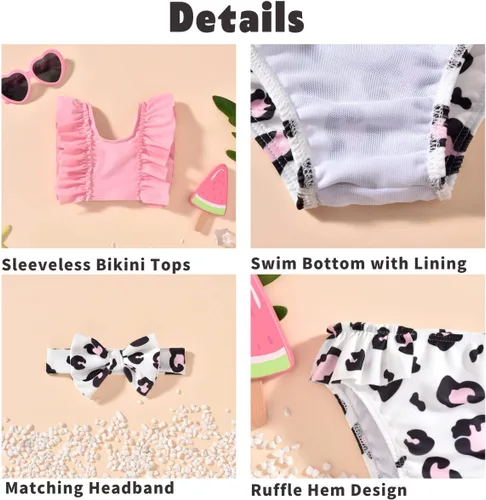 Vista 2 de Aalizzwell Traje de baño de bikini para bebé niña con diadema