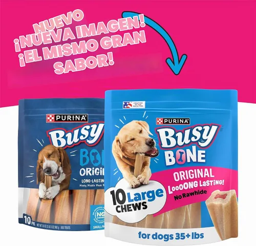 Vista 2 de Purina Busy Bone - Golosinas masticables para perros adultos, originales, bolsa de 10
