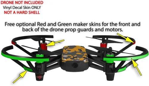 Vista 3 de Skin Wrap 2 Pack para DJI Ryze Tello Drone wraptorcamo Vieja Escuela camuflaje naranja Drone No Incluidas