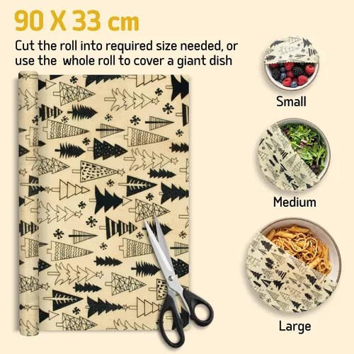 Vista 6 de SUPERBEE Envolturas reutilizables de cera de abeja para alimentos, rollo de cera de abeja XL (35 x 13 pulgadas), papel de envoltura de abejas