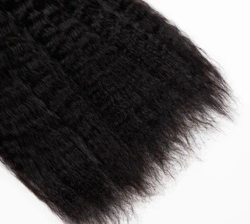 Vista 5 de Cabello humano rizado lacio, trenzado, sin trama, 3.53 oz (1 paquete-4 unidades), cabello humano liso Yaki a granel para trenzas Bohe, cabello micro