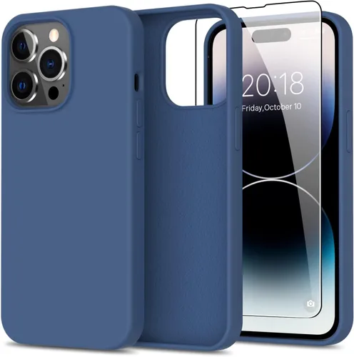 Vista 54 de bemal Funda para iPhone 14 Pro con protector de pantalla, silicona líquida de ajuste delgado, forro de microfibra suave, diseñada para mujeres