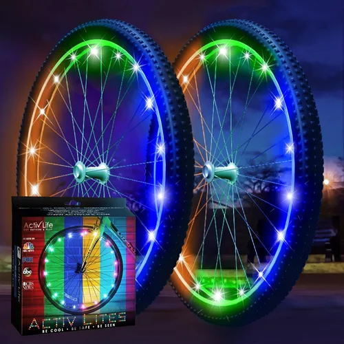 Vista 12 de Activ Life Paquete de 2 luces LED para ruedas de bicicleta con baterías incluidas, obtén un 100% más brillante y visible desde todos los ángulos