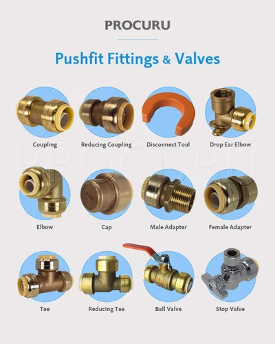 Vista 5 de PROCURU Paquete de 1 válvula de parada angular PushFit de 1/2 pulgada nominal x 3/8 pulgadas de diámetro exterior Comp, válvula de cierre de latón