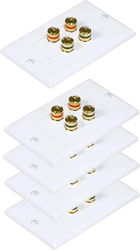 Vista 2 de iMBAPrice 2 conectores tipo acoplador Banana Plug Binding Post Wall Plate para 1 altavoces