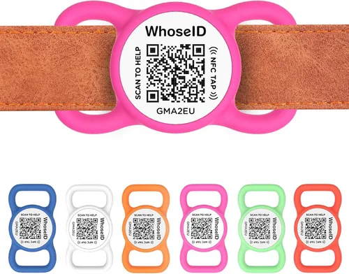Vista 13 de Etiqueta para perro con código QR con NFC, etiqueta de identificación personalizada de mascota, etiqueta de identificación de perro de silicona