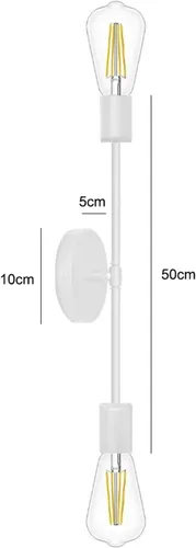 Vista 2 de Lámpara de pared industrial retro con 2 luces para espejo de tocador, apliques dobles para cocina, sala de estar, dormitorio, E27 Lampara Pared