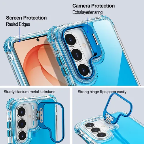 Vista 3 de AICase Para Samsung Galaxy S26 Transparente con Cámara de Metal Resistente Protección contra Caídas Cuerpo Completo Resistente A Prueba