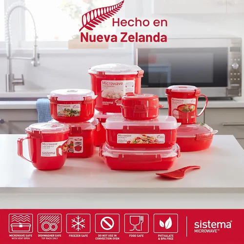 Vista 7 de Sistema Juego de recipientes de alimentos redondos para microondas y arrocera para microondas 2.6 L, 30.9 fl oz Contenedores de alimentos