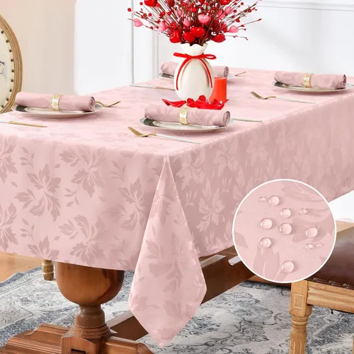 Vista 21 de Romanstile Mantel rectangular de jacquard de primavera, impermeable, diseño floral de damasco, manteles decorativos de tela pesada para cenas