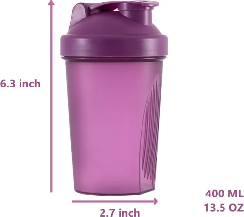 Vista 2 de ANNAKIKI Shaker Bottle - Batidos de proteínas y botella agitadora de 16 onzas/13.5 fl oz con bolas batidoras de alambre, libre de plástico BPA