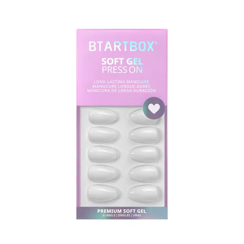 Vista 3 de BTArtbox - Uñas postizas cortas a presión, color blanco almendra, kit