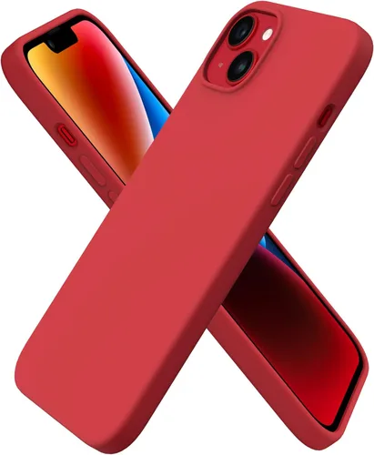 Vista 10 de ORNARTO Compatible con iPhone 14 Plus Funda 6.7, Silicona Líquida Delgada de 3 Capas Completamente Cubierta Funda de Teléfono de Goma de Gel Suave