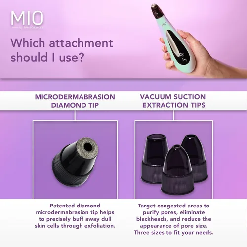 Vista 4 de Spa Sciences MIO Diamond Microdermabrasion - Removedor de puntos negros, herramienta de succión de poros, recargable, sistema de rejuvenecimiento