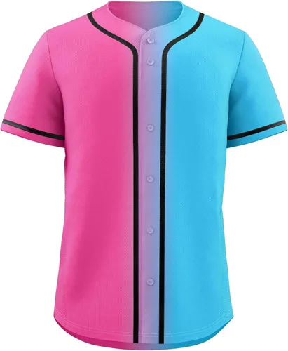 Vista 12 de KXK Camiseta de béisbol en blanco para hombre, camisas casuales con botones, manga corta, uniforme deportivo de equipo activo