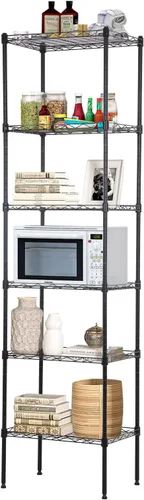 Vista 10 de Estantería de 6 alambres ajustable, estante de almacenamiento de metal con patas niveladoras para armario, lavandería, despensa, cocina, garaje