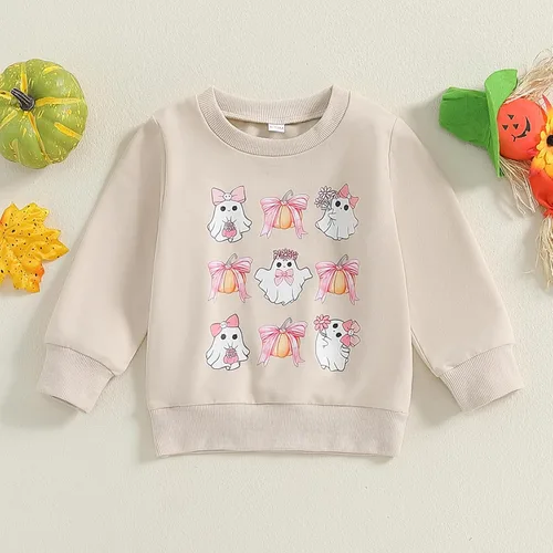 Vista 228 de Disfraz de Halloween para bebé, sudadera de calabaza con cuello redondo, suéter de manga larga, ropa de otoño