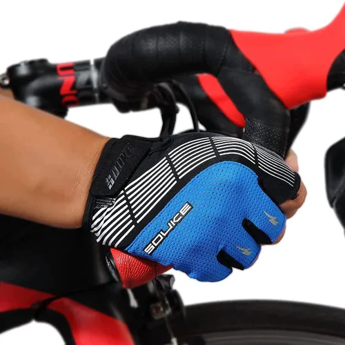 Vista 5 de Souke Sports Guantes de ciclismo Guantes acolchados de medio dedo para bicicleta con absorción de golpes, antideslizantes, transpirables, MTB
