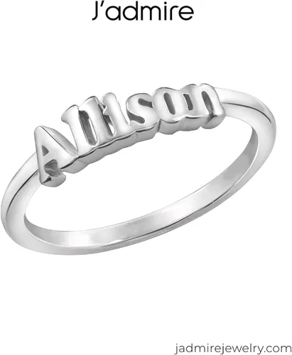 Vista 3 de JADMIRE Plata de ley chapada en oro amarillo de 14 quilates o latón nombre personalizado o fecha con anillo de piedra natal para mujeres y hombres