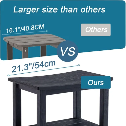 Vista 6 de KaimuBench Asiento de ducha HDPS resistente, taburete de ducha impermeable para afeitarse piernas, asiento grande de madera de polietileno con pies