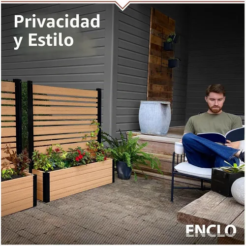Vista 2 de Enclo Florence - Pantalla de privacidad con jardinera, vinilo de cedro Cedro de vinilo de 4 pies de alto