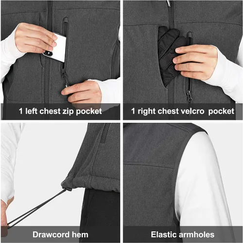 Vista 4 de Outdoor Ventures Chaleco de correr para hombre ligero resistente al viento forro polar sin mangas para golf