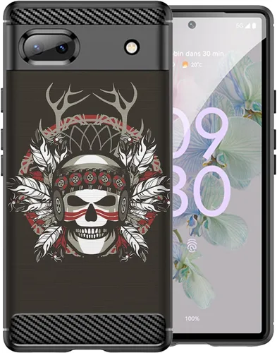 Vista 22 de CasesOnDeck - Funda de TPU negra compatible con Google Pixel 6A (2022) / Pixel 6A, delgada, minimalista, flexible, texturizada, formas abstractas