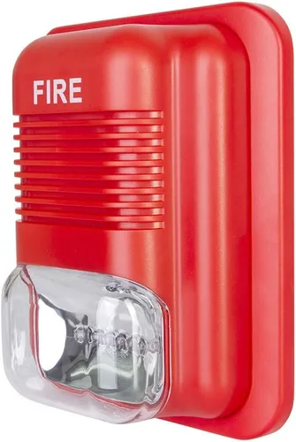 Vista 4 de Alarma de incendios Sirena de seguridad bocina zumbador DC12V-24V sonido y luz incendio advertencia estroboscópica sirena para una sola acción