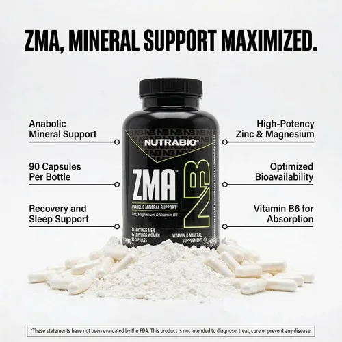 Vista 6 de NutraBio ZMA Suplementos para hombres y mujeres - Suplementos de zinc y magnesio para apoyar los niveles hormonales - Dormir - Recuperación muscular