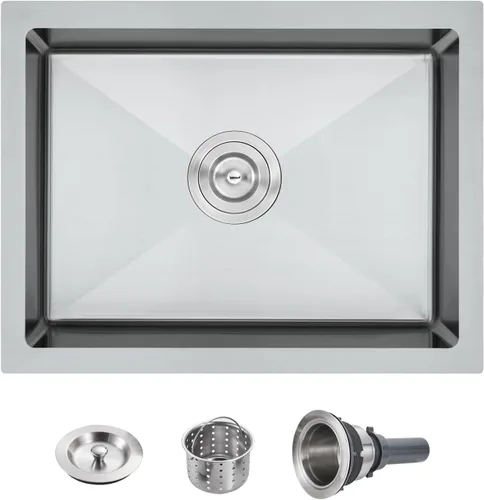 Vista 18 de POPFLY Fregadero de barra de 15 pulgadas, fregadero de cocina pequeño negro de 15 x 15 pulgadas, fregadero de preparación de barra de cocina