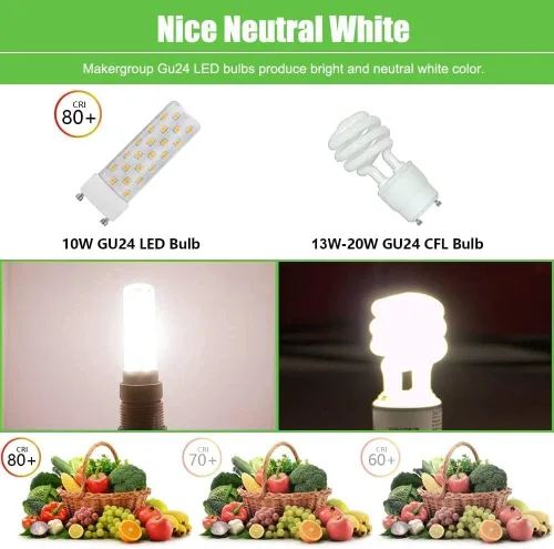 Vista 2 de GU24 Bombilla LED blanca neutra 4000K-4500K de alto brillo para ventilador de techo de baño, 13 W, 18 W, 23 W, T2, reemplazo de luz CFL en espiral