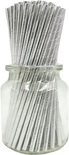 Vista 10 de Pajitas biodegradables de papel a rayas rojas de 7.75 pulgadas, caja de 100 popotes ecológicos de Navidad rojos y blancos perfectos para beber