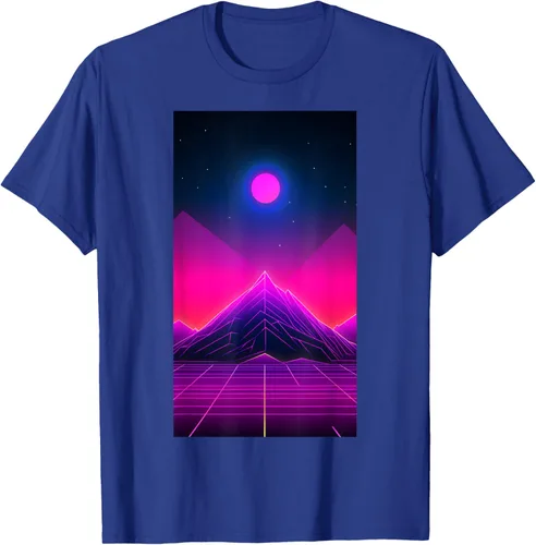 Vista 17 de Retrowave Mountain 80s Vaporwave Synthwave T-Shirt Negro