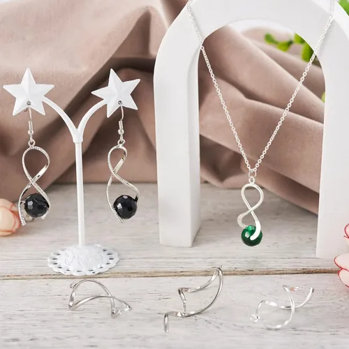 Vista 2 de Mega Pet 24 pinzas de latón para picar hielo, 6 estilos chapados en platino, cierres de clip en espiral para hacer collares, pulseras, aretes