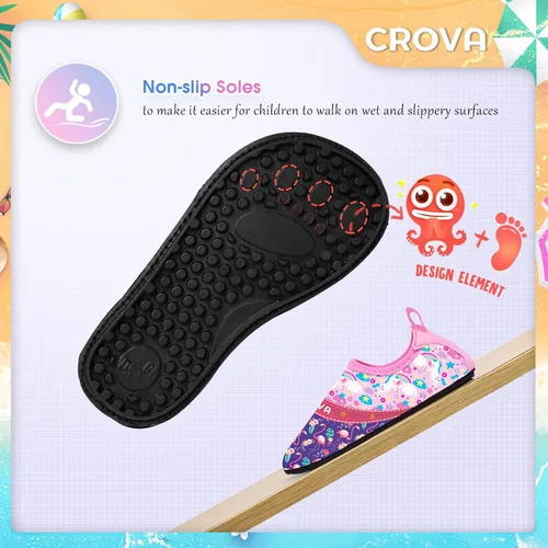 Vista 6 de CROVA Zapatos de agua para niños pequeños, calcetines acuáticos de secado rápido, antideslizantes, zapatos deportivos para niños y niñas pequeños