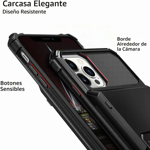 Vista 3 de Vofolen Funda tipo cartera para iPhone 13 Pro Max con soporte para 4 Negro