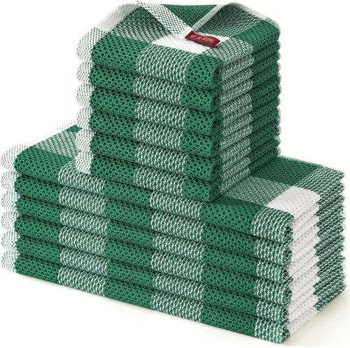 Vista 25 de Homaxy - Juego de toallas y paños de cocina, 12 x 12 y 13 x 28 pulgadas, juego de 8 toallas de cocina 100% algodón, de punto gofre, a cuadros, super